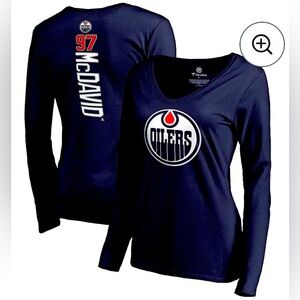 New Fanatics 100% cotton Oilers 97 McDavid long sleeve shirt women’s size M - L